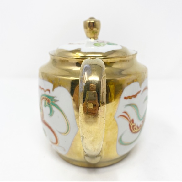 *SOLD* VINTAGE CHINESE DRAGON & PHOENIX GOLD TEAPOT SET - Picture 6 of 15
